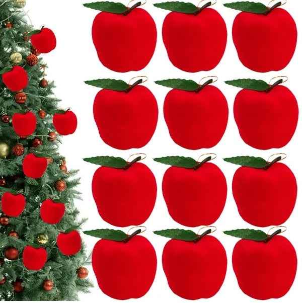 12Pcs Mini Christmas Ornament - 2.1in Foam Red Ball Pendants Xmas Tree Hanging - DropOnline.co