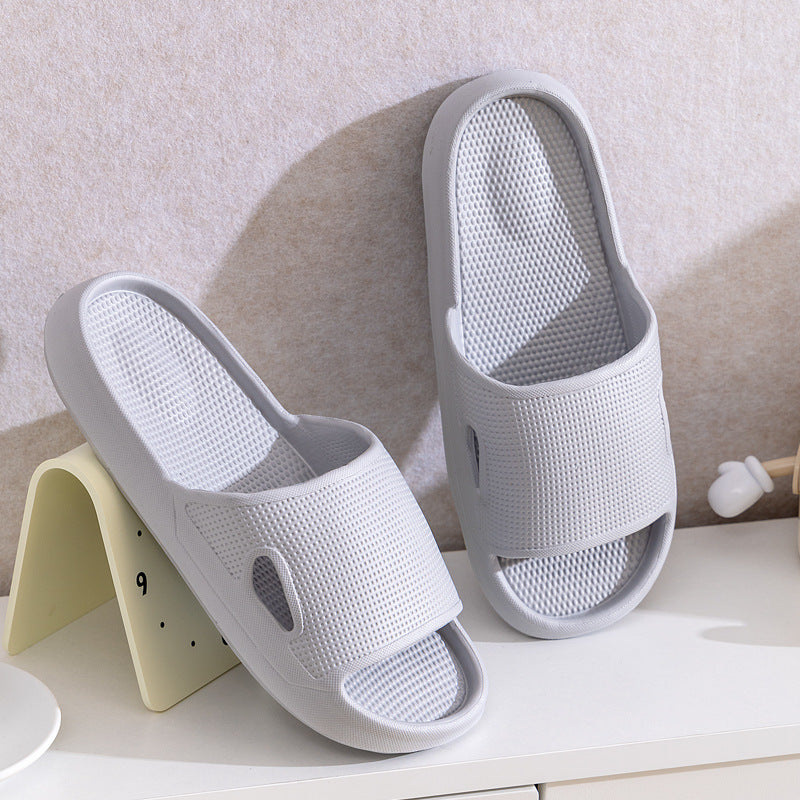 Solid Color Thick Bottom Home Slippers Summer Non-slip Floor Bathroom Slipper Women Men Couples Shoes - DropOnline.co