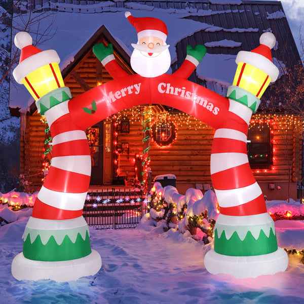 8.9ft Christmas Inflatable Arch with 7 LED Lights - Holiday Entrance Decoration