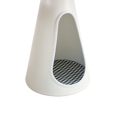 Set Of 2 Coffee Round Tables With A Marble-look Top And Steel Base With 2 Cat Beds Multifunctional And Stylish Entable - DropOnline.co