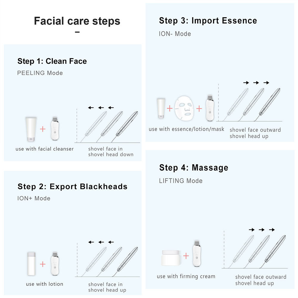 Electric Ultrasonic Skin Scrubber Face Spatula Home Ultrasonic Skin Scrubber Facial Cleaner Handheld Mini Derma Galvanica Tightening Face Scrubber Machine Skin Scrubber USB Ultrasonic - DropOnline.co