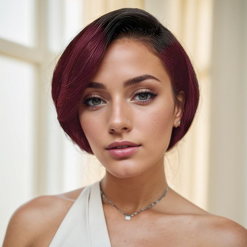 Front Transparent Lace, Styling Hair Scissors, Female Short Straight Hair Non-toxic Wig Human Hair, Wavy Wig Human Hair, No Glue. - DropOnline.co