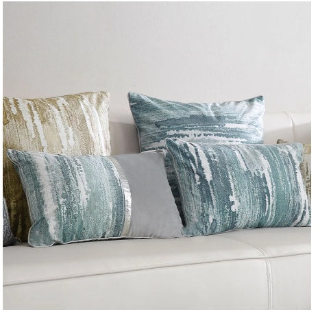 Light Luxury Sofa Cushion Living Room Nordic Velvet Printing Pillow Simple Modern Model Room Pillow Pillowcase - DropOnline.co