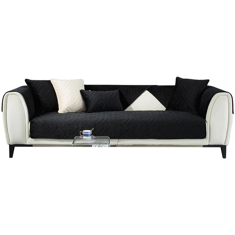 Black Sofa Cushion Winter Plush Thickened Non-slip Sofa Leather Sofa Cover - DropOnline.co