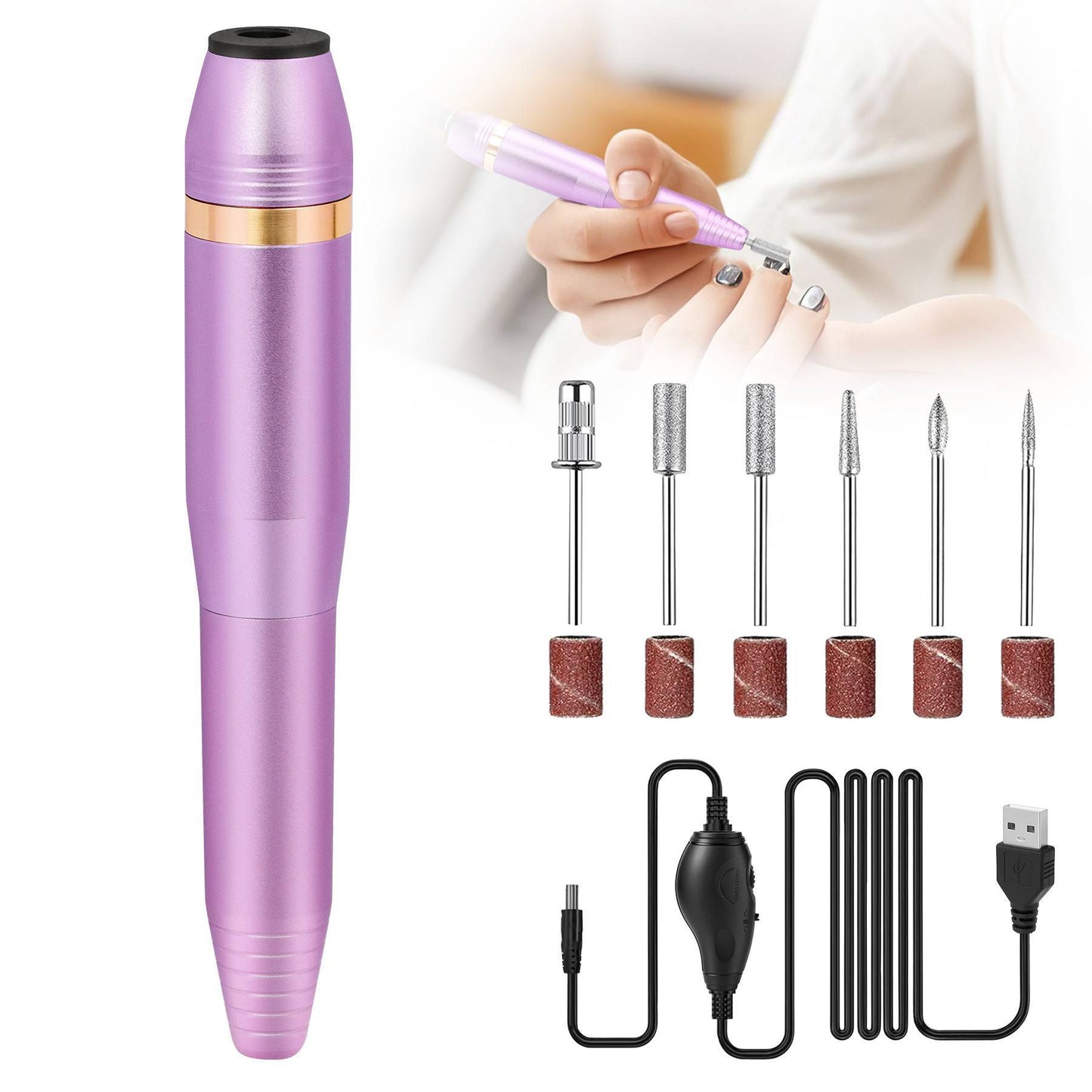 Professional Portable Electric Nail File Kit, Manicure With Nail Drill Bits - DropOnline.co