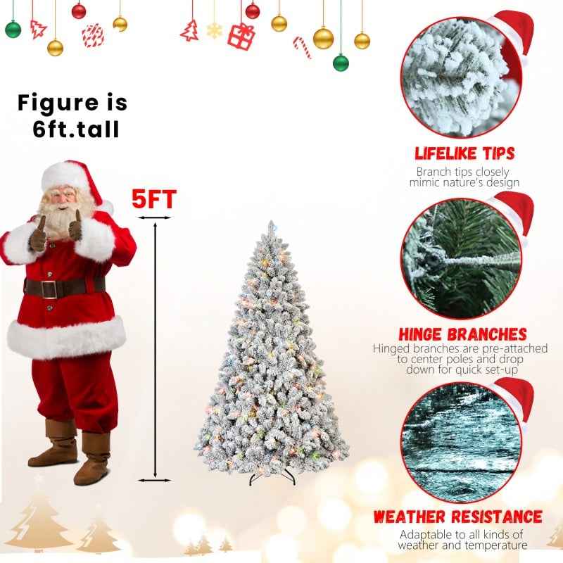 PVC Christmas Tree with Colored Lights - Pre-Lit Holiday Decoration