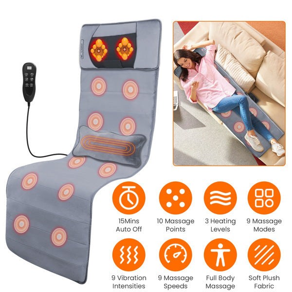 Full Body Electric Massage Cushion, Back Massage Mattress Chair Cushion With Neck Massage Pillow,With 10 Types Of Vibrating Motor Timers - DropOnline.co