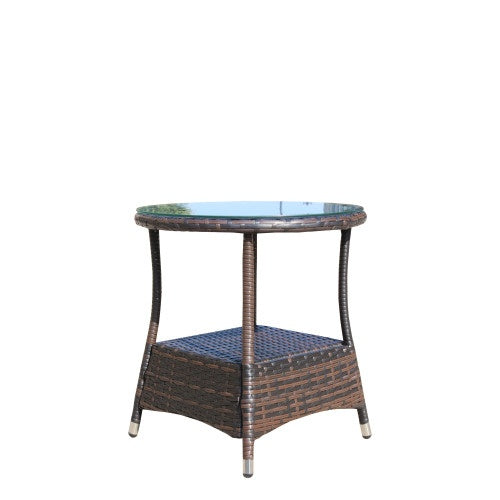 Outdoor Patio Furniture 1 Round Coffee Table With Clear Tempered Glass - DropOnline.co