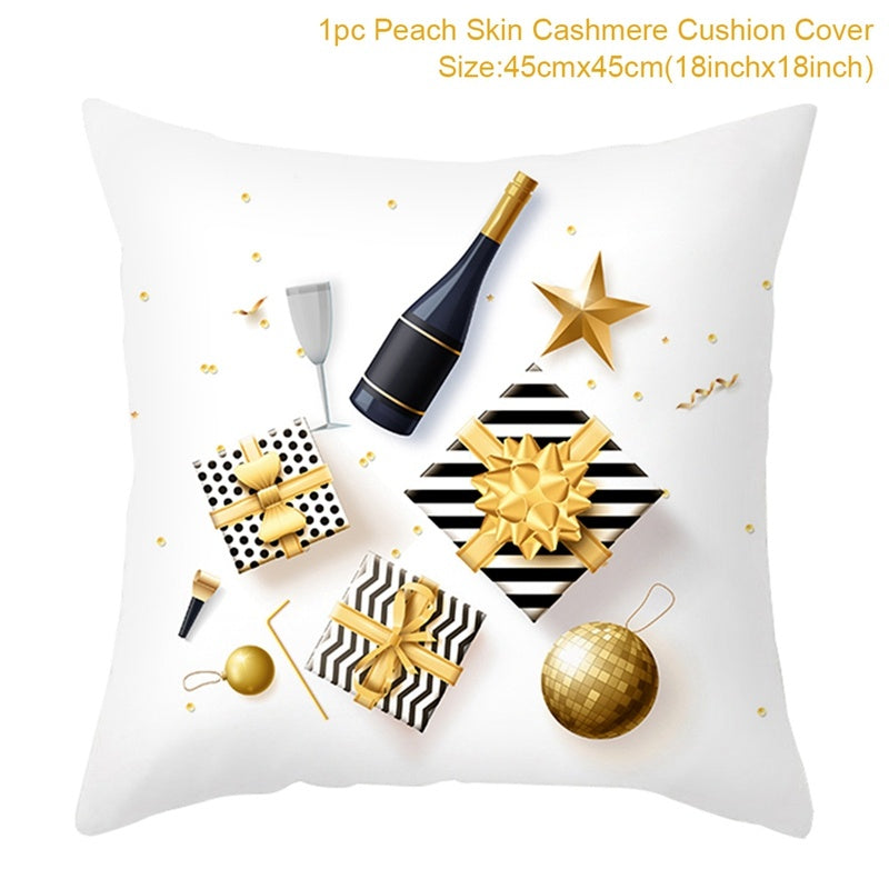 Christmas Printed Throw Pillow Cushion Cover - Festive Linen Holiday Decoration for Home - DropOnline.co