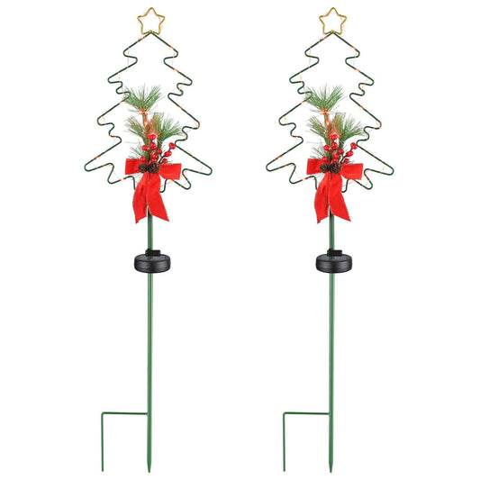 Christmas Tree Solar Stake Light - LED Outdoor Garden Pathway Decoration - DropOnline.co