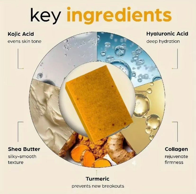 Kojic Acid Dark Spot Remover Soap Bars With Vitamin C, Retinol, Collagen, Turmeric - Original Japanese Complex Infused With Hyaluronic Acid, Vitamin E, Shea Butter, Castile Olive Oil - DropOnline.co