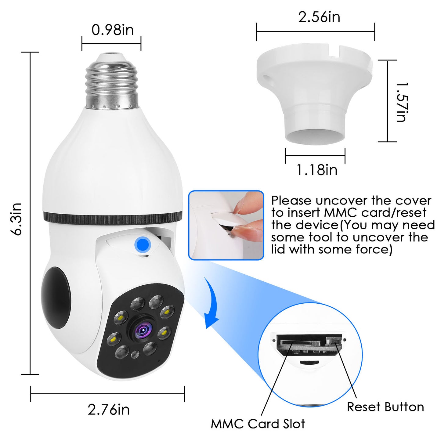 1Pc E27 WiFi Bulb Camera 1080P FHD WiFi IP Pan Tilt Security Surveillance Camera With Two-Way Audio Full Color Night Vision Flood Light Motion Tracking Siren Function APP Control - DropOnline.co
