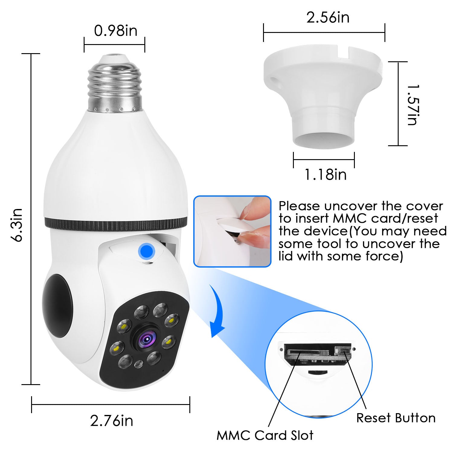1Pc E27 WiFi Bulb Camera 1080P FHD WiFi IP Pan Tilt Security Surveillance Camera With Two-Way Audio Full Color Night Vision Flood Light Motion Tracking Siren Function APP Control - DropOnline.co