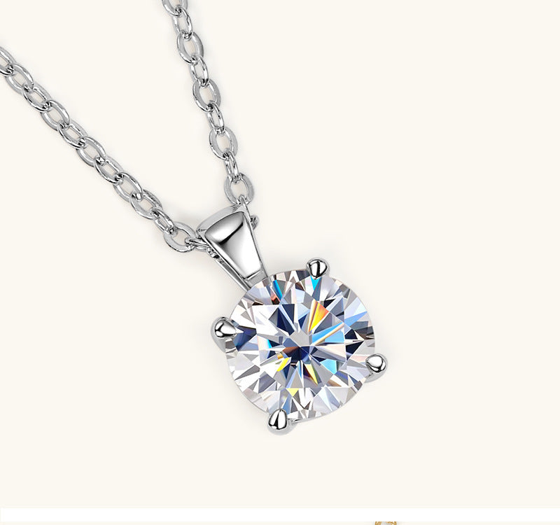 Classic Four-claw Diamond Necklace High-grade 925 Silver Plating 18K Gold Pendant - DropOnline.co