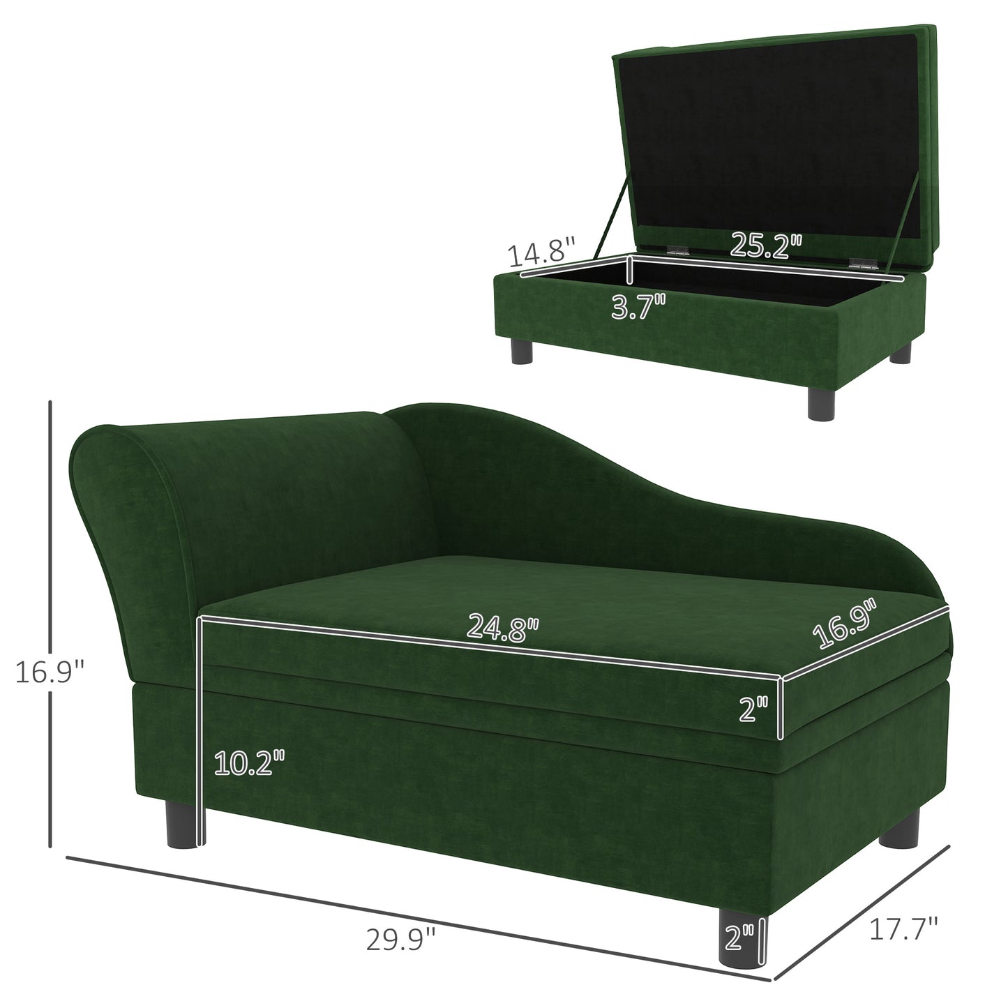 Pet Sofa Bed Couch With Storage, Pet Sofa For Cats And Small Dogs, Green - DropOnline.co