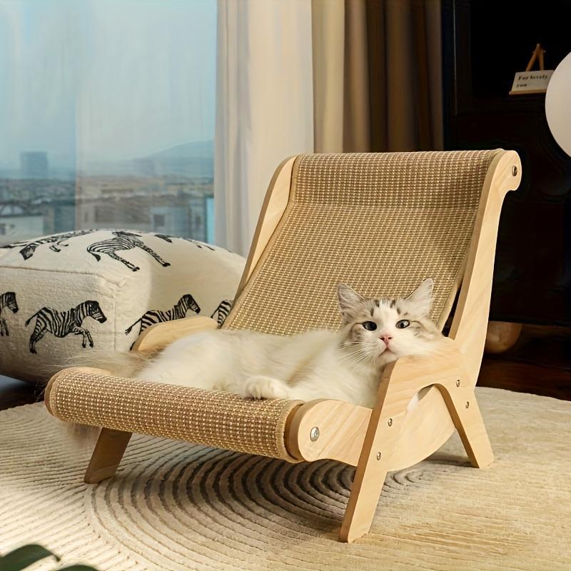 2-in-1 Cat Hammock And Scratching Post Durable Linen Rope Pet Rest Chair For All Seasons - DropOnline.co