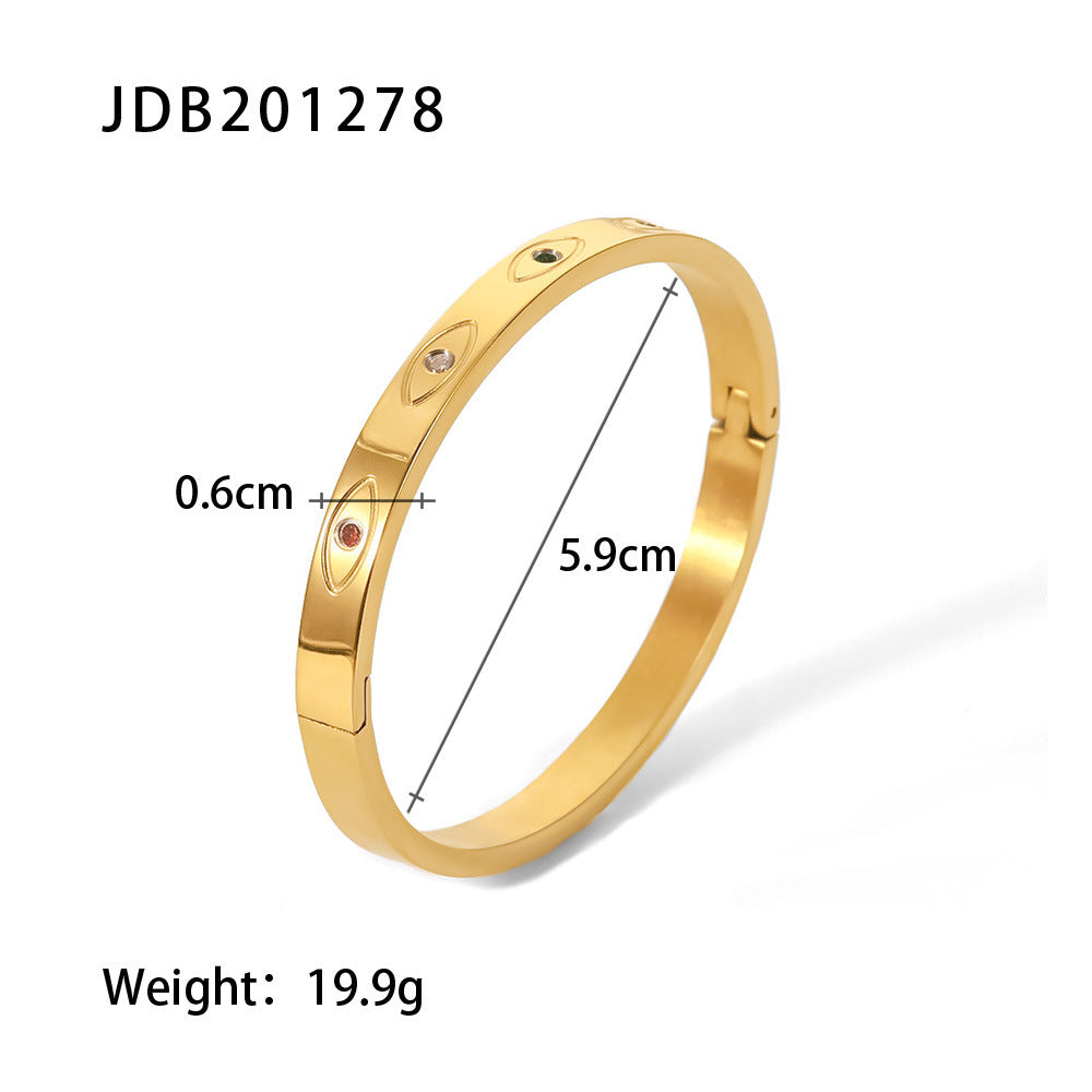 Fashionable And Versatile Gold-plated Stainless Steel Bracelets With Zirconia - DropOnline.co