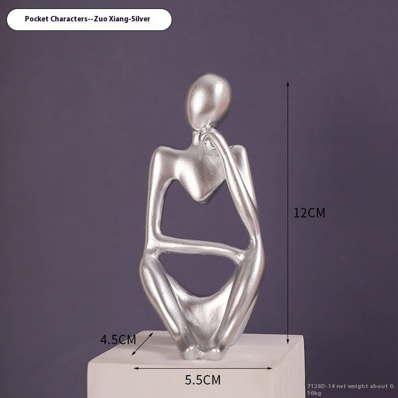 Mini Abstract Thinker Sculpture - Modern Resin Home Ornament Entrance Decoration - DropOnline.co