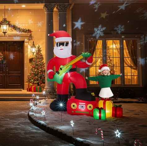 5FT Black Guitar Old Man - 4 LED Christmas Inflatable Decoration - DropOnline.co