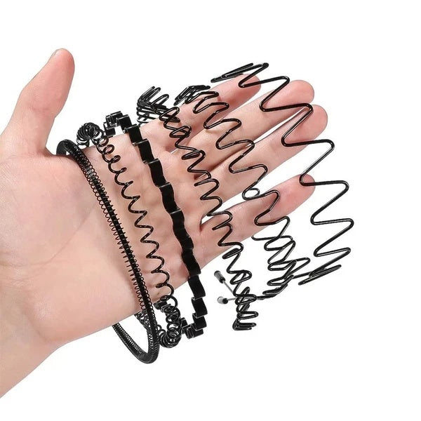 6Pcs Metal Hair Headband Wave Style Hoop Band Comb Sports Hairband Men Women US - DropOnline.co
