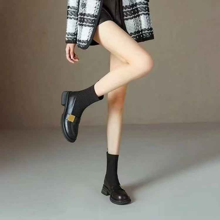 Mid-heel Retro New Loafer Ankle Boots
