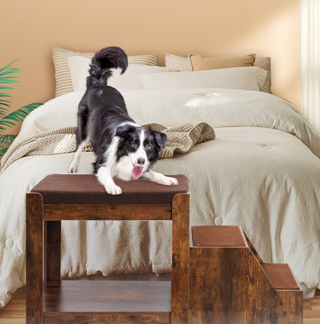 Pet Bunk Bed With Removable Step For Dogs And Cats, Multi-Level Bed Window Perch Seat Platform With Cushion And Cat Scratch Pad, Indoor Use - DropOnline.co