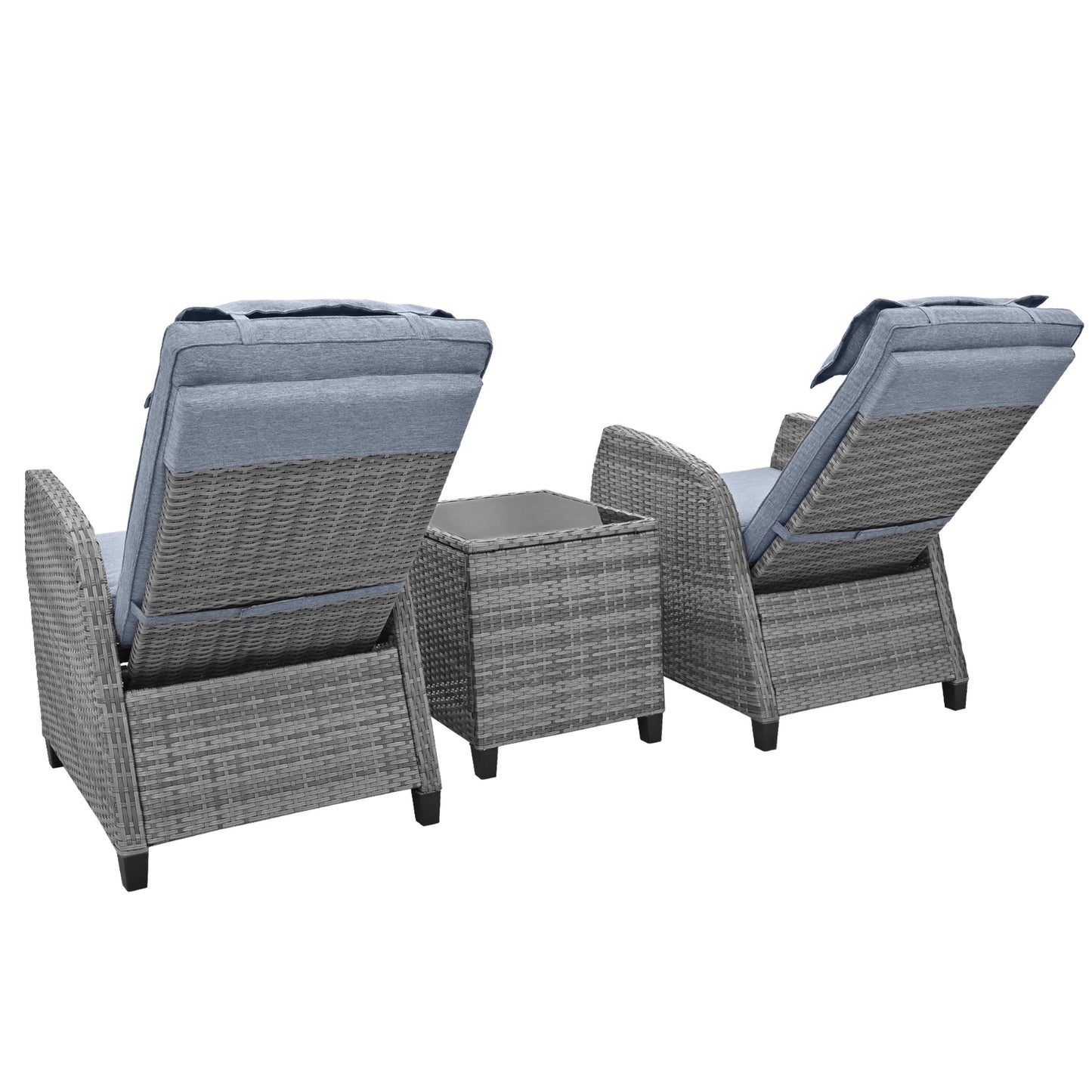 U Style Outdoor Rattan 2-Person Set W  Coffee Table For Courtyard - DropOnline.co