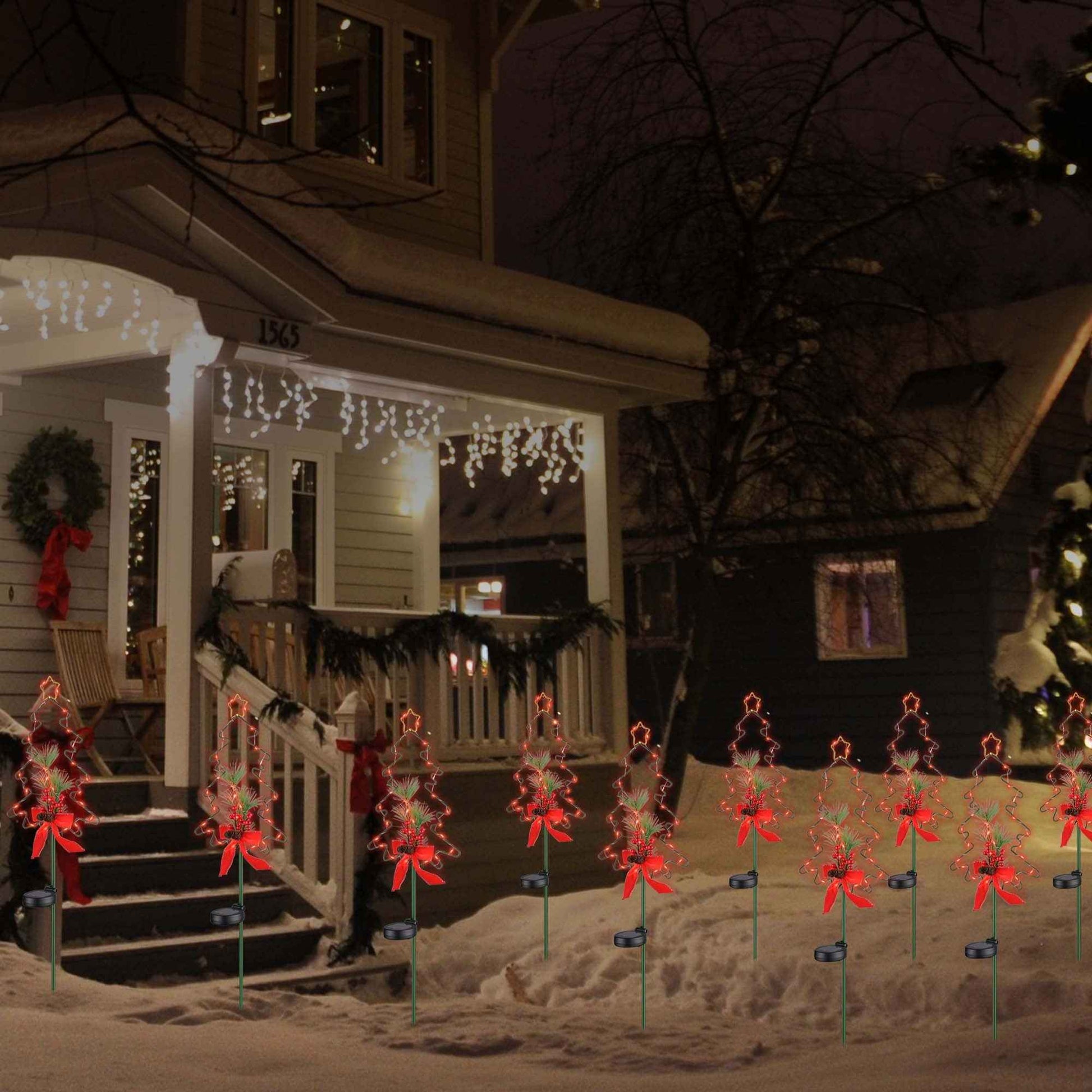 Christmas Tree Solar Stake Light - LED Outdoor Garden Pathway Decoration - DropOnline.co