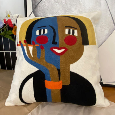 Embroidered Cushion Against Color Three-dimensional Throw Picasso Abstract Pillowcase - DropOnline.co