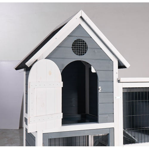 Large Outdoor Chicken Coop Cage Weatherproof 2-Story Chicken Coop  Rabbit Hutch, Wooden Indoor Outdoor Pet House With No-Leak Tray, Waterproof Roof  Pull-Out Tray 50.98 Lx 48.23 H, Grey, Blue - DropOnline.co