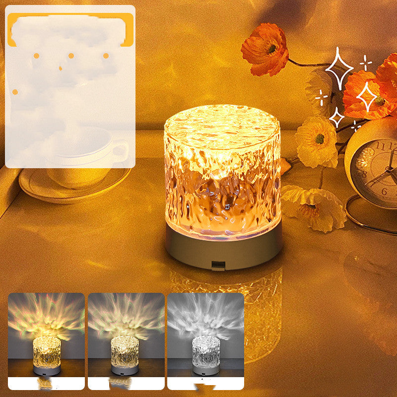 Crystal Lamp Water Ripple Projector Night Light Decoration Home Houses Bedroom Aesthetic Atmosphere Holiday Gift Sunset Lights Home Decor - DropOnline.co