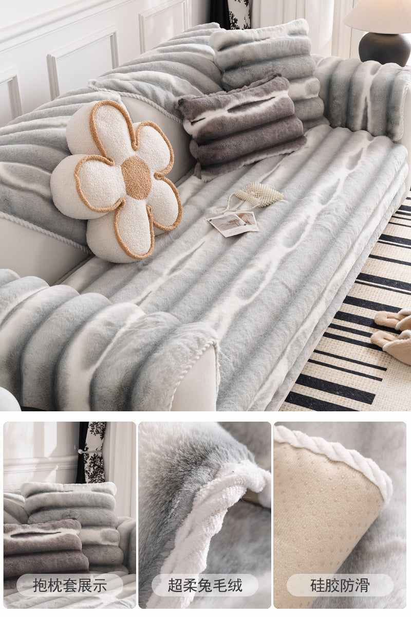 Rabbit Plush Sofa Cushion Non-slip Thickened Cushion - DropOnline.co