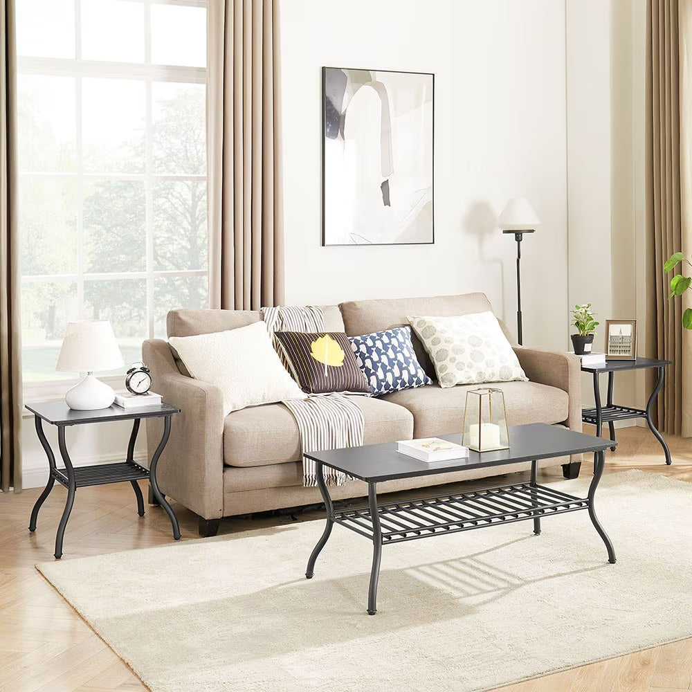 Contemporary 3 Piece Coffee Table Set Rectangular Coffee Table - DropOnline.co