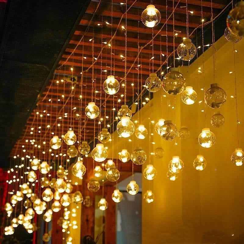 LED Wish Orbs Curtain Lights - Star Moon Starry Sky Lighting Chain for Christmas & Parties - DropOnline.co