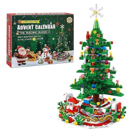 2025 Christmas Tree Building Set with LED Light - 24 Days Advent Calendar for Kids