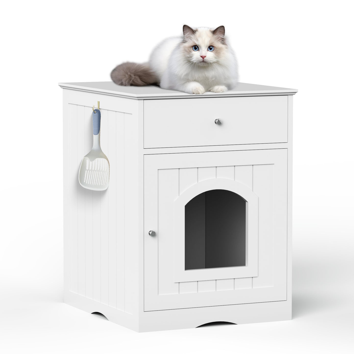Wooden Pet House Litter Box Fence With Drawers - DropOnline.co