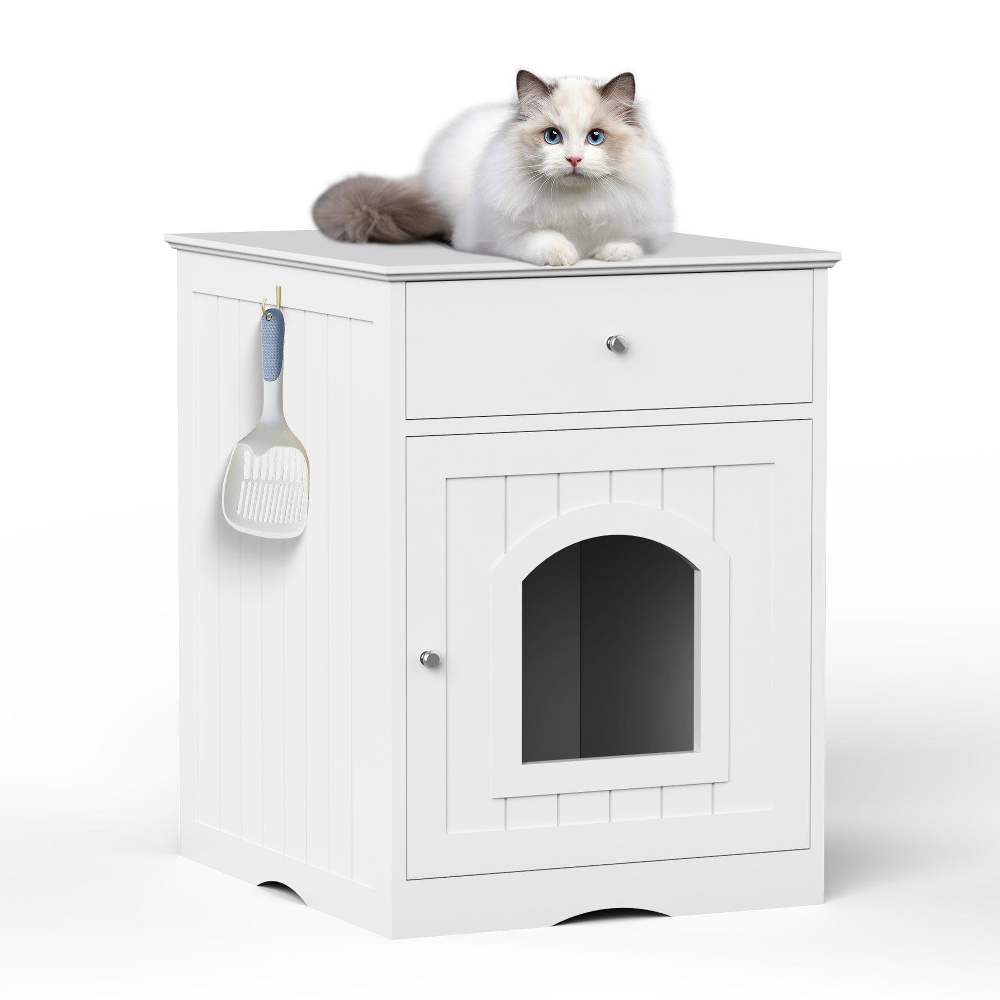 Wooden Pet House Litter Box Fence With Drawers - DropOnline.co