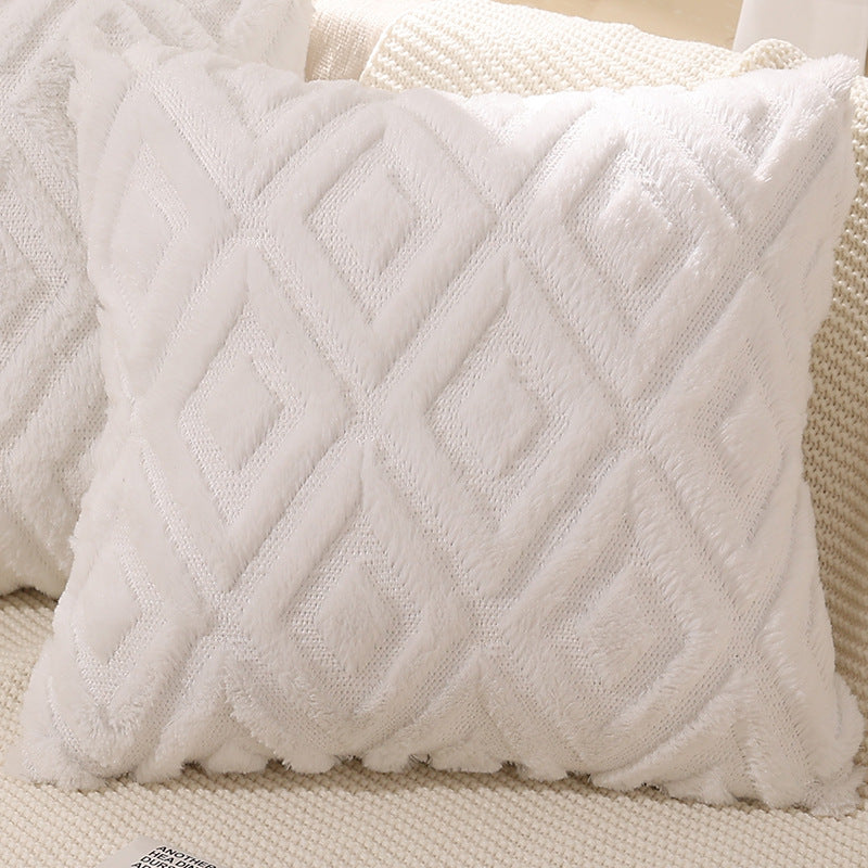 Modern Minimalist Diamond Plush Pillowcase Bed Head Cushion Cover - DropOnline.co
