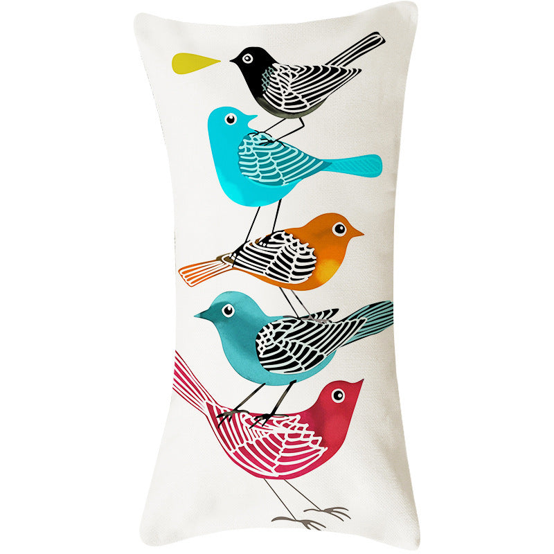Country Pastoral Flower And Bird Cushion Cotton And Linen Pillowcase - DropOnline.co
