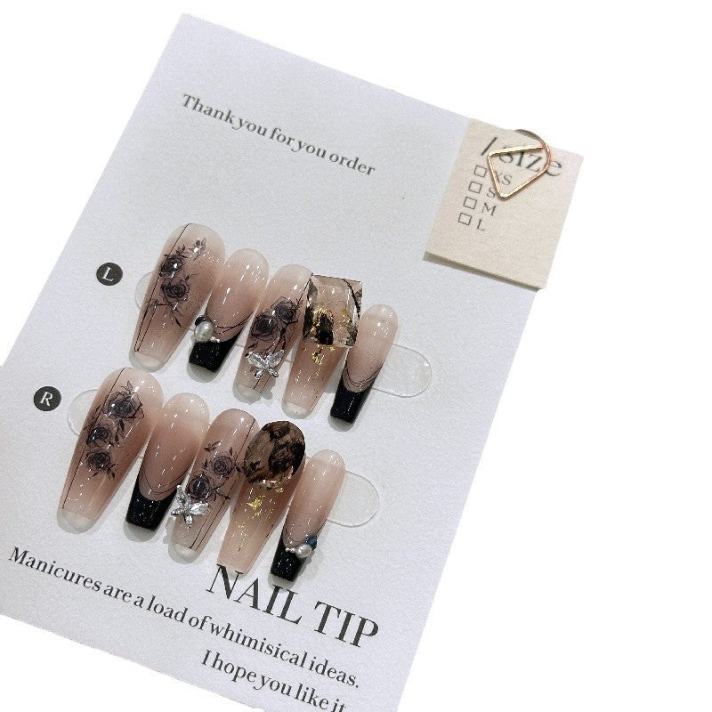 Handmade Long Camellia Girl Nail Tip - DropOnline.co