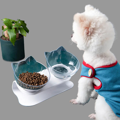 New Inclined Food Cat Ear Oblique Mouth Transparent Single Pet Bowl
