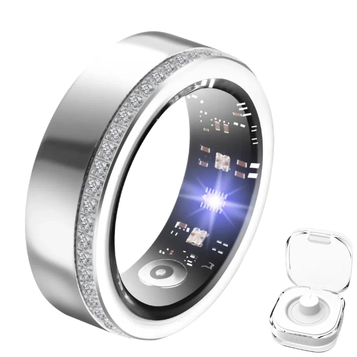 2025 New Smart Ring For Women Luxury Elegant Diamond Ring With Visible Tech Core Heart Rate Sleep Tracker Fitness Health Monitor IP68 Waterproof  Compatible - DropOnline.co
