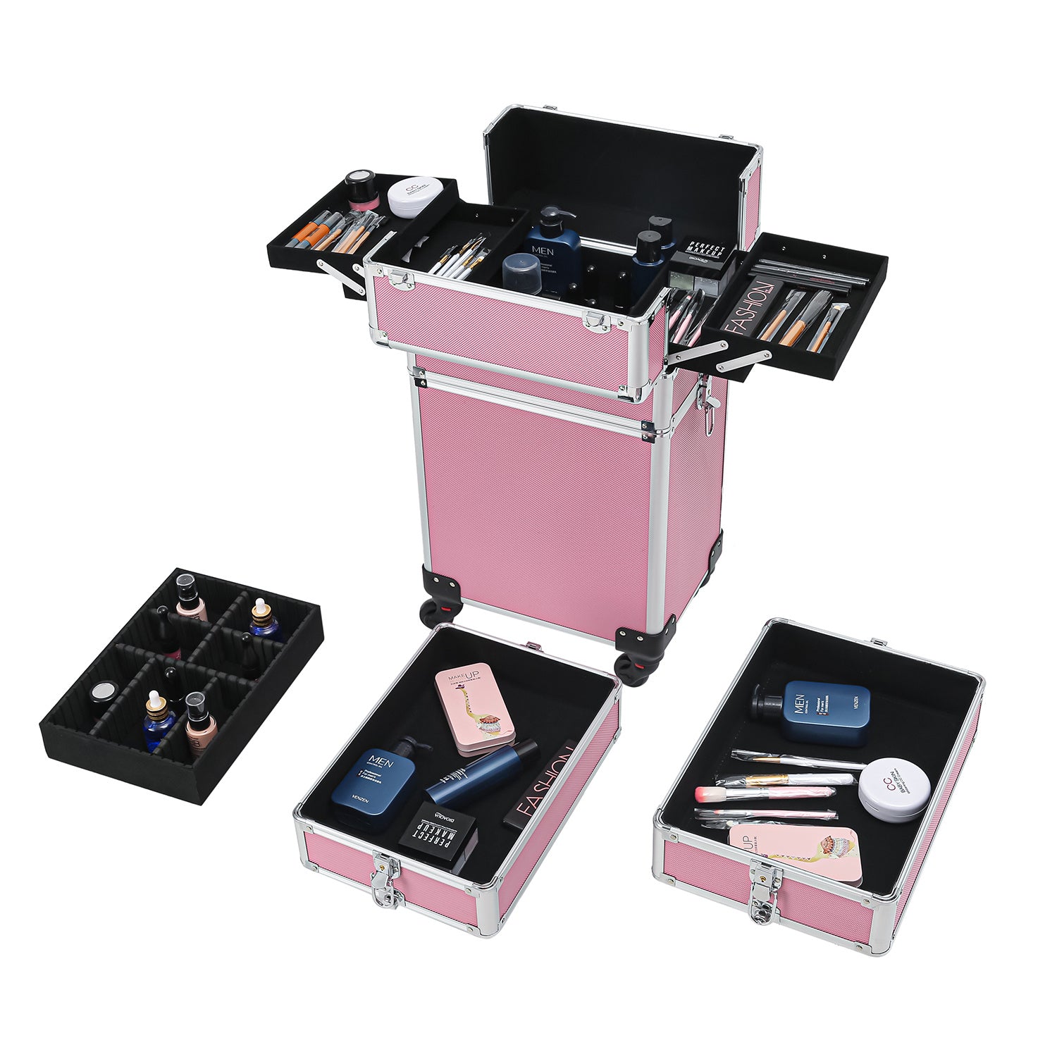 4-in-1 Aluminum Alloy, Trolley, Vanity Case, Embroidery Box - DropOnline.co
