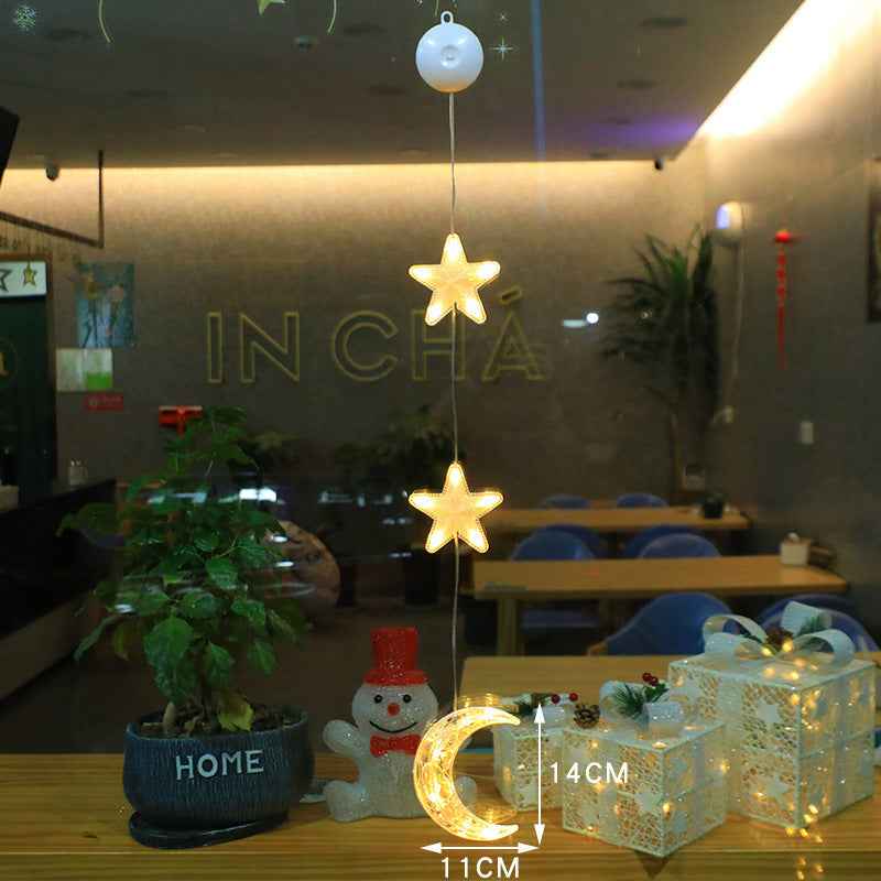 Christmas LED Suction Cup Window Lights 3-Pack - Star Tree Snowflake Hanging Ornaments - DropOnline.co