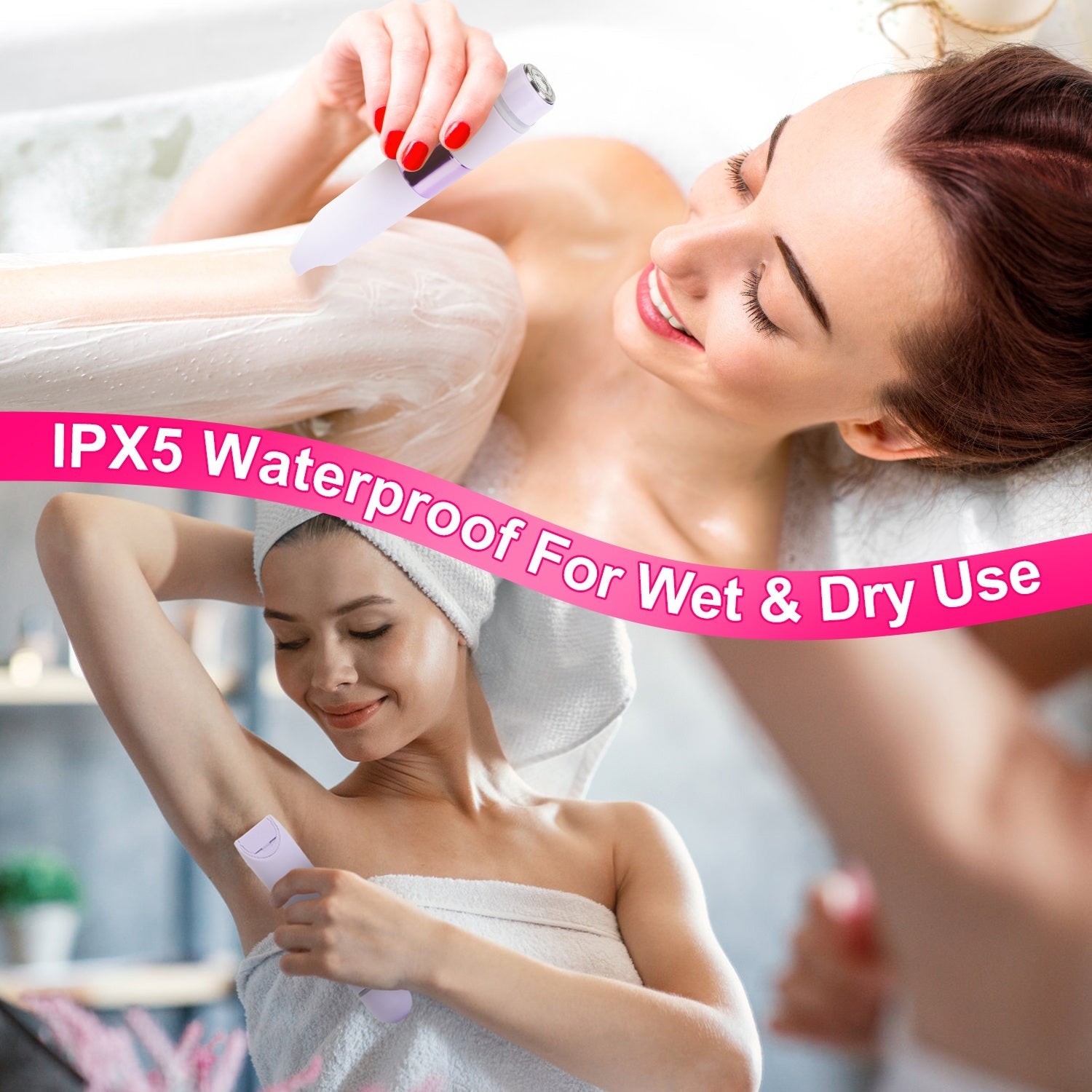 1Pc 2 In 1 Bikini Trimmer For Women Dual Head Cordless Body Shaver IPX5 Waterproof Rechargeable Pubic Hair Razor Wet And Dry Use For Bikini Underarm Leg Arm Body Face - DropOnline.co