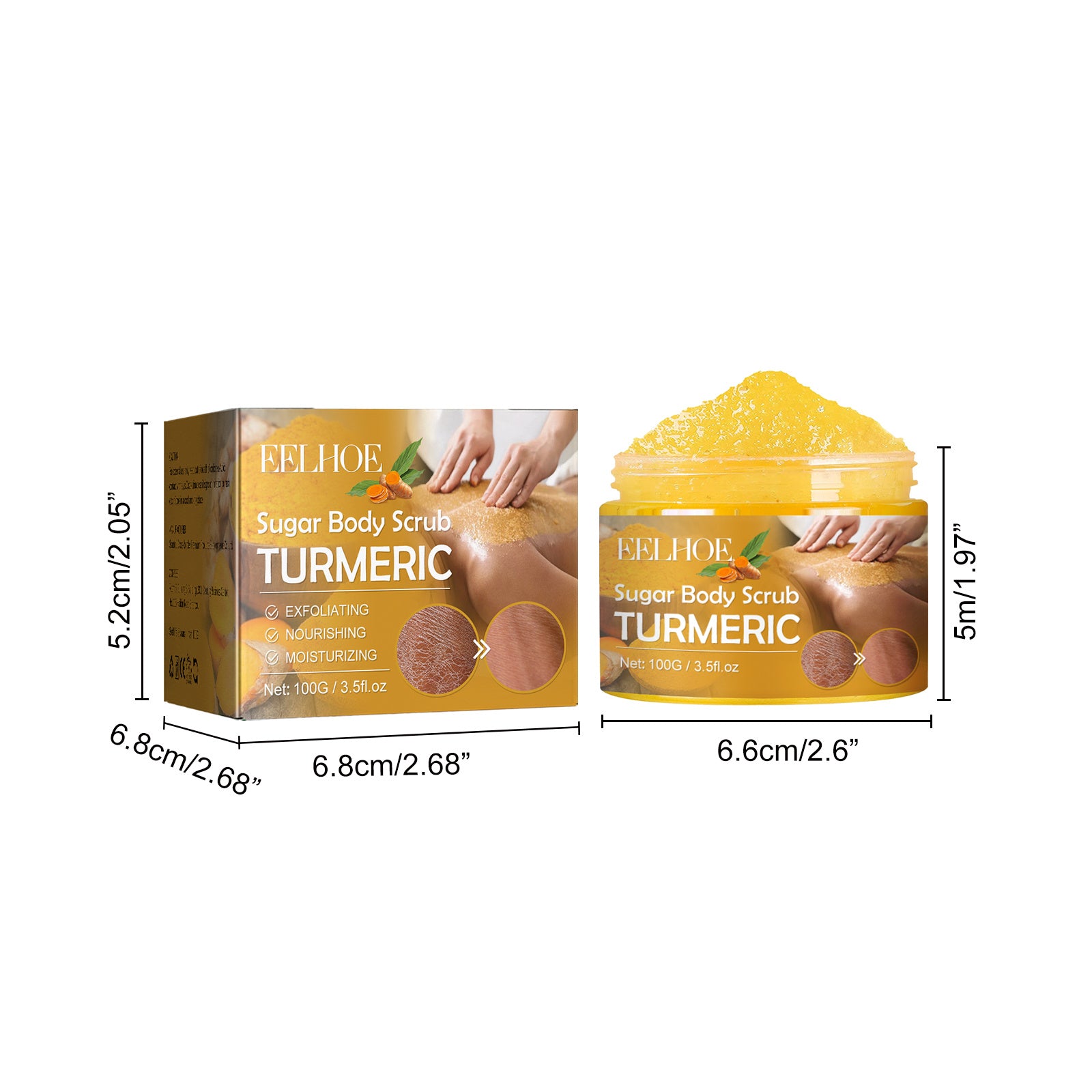 EELHOE Turmeric Body Scrub Lightens Acne Marks, Moisturizes, Refreshes, Smoothes, Rejuvenates, Cleanses & Exfoliates Body Scrubs - DropOnline.co