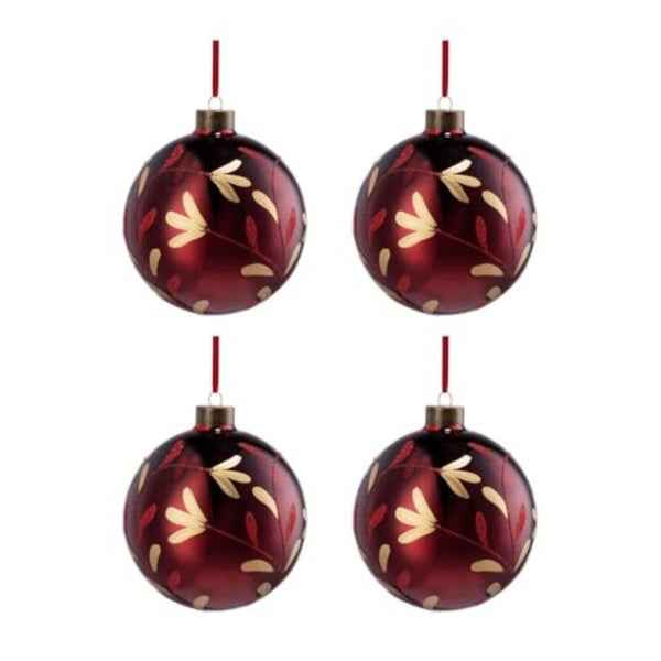 4PCS Glass Christmas Ball Ornaments - Shiny Red Holiday Tree Decorations (4.7 inch) - DropOnline.co