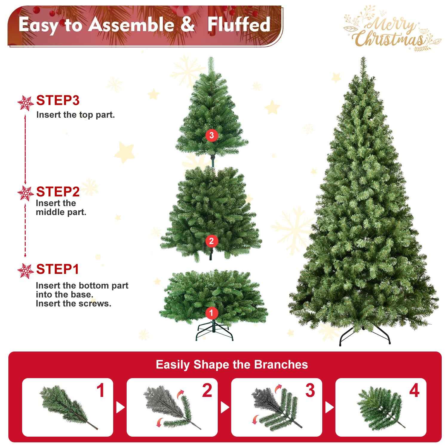 PE/PVC Green Christmas Tree - Premium Mixed Material Holiday Decoration