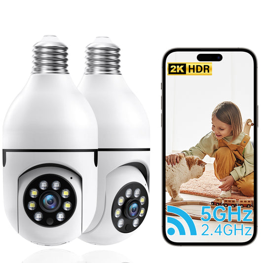 WiFi Indoor E27 Network Security Camera 2K Light Bulb Colorful Smart Home Full HD IP Camera 2pcs Set Camera - DropOnline.co