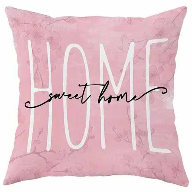 Spring Cherry Blossom Letter Pillow Cover Home Sofa Cushion Cover - DropOnline.co